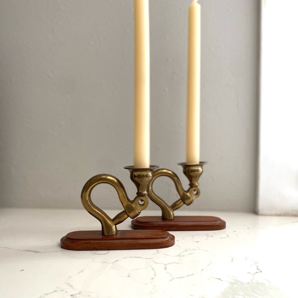 Accents Brass Horse Bit Candlesticks Set Of 2 Poshmark